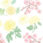 一貫した裕福な生活を意味する菊と梅の花【Pavish Pattern】