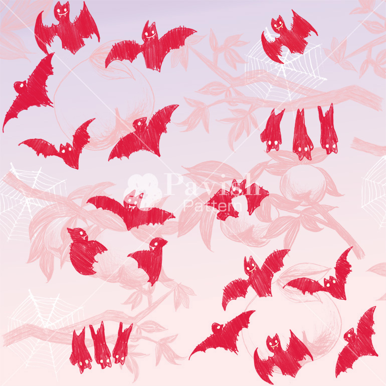 幸運の赤コウモリのパターン柄【Pavish pattern】