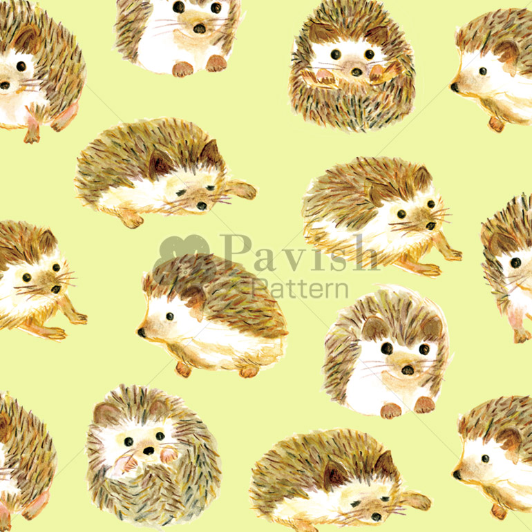 幸せのハリネズミ Happy Hedgehog Pavish Pattern ラッキーモチーフのパターン 総柄 デザイン