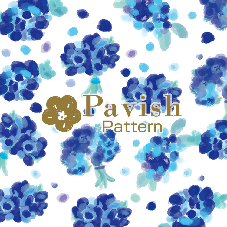 HAPiNSコラボ 花束パターン ブルー【Pavish Pattern】