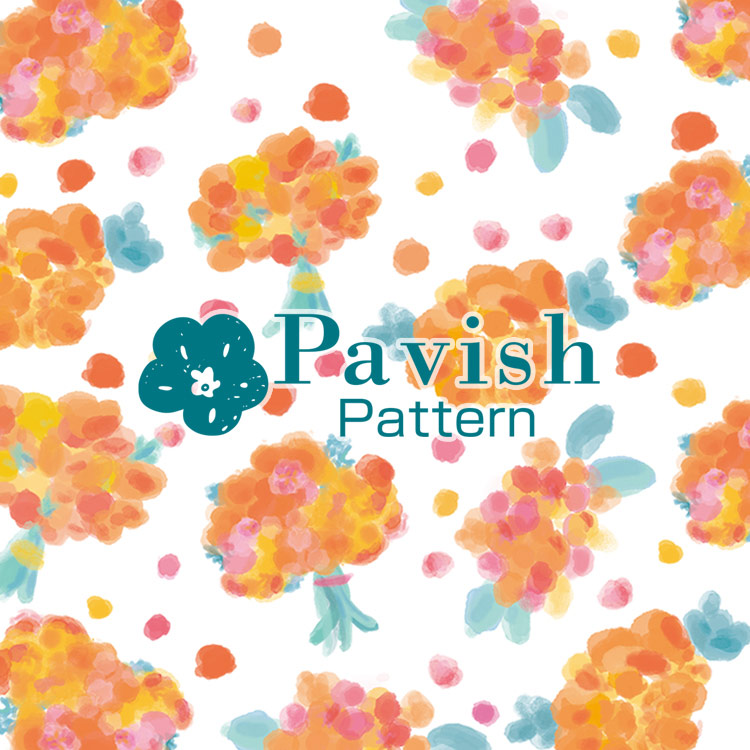 HAPiNSコラボ 花束パターン オレンジ【Pavish Pattern】