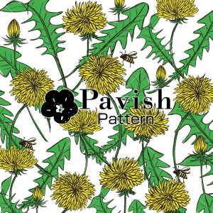 たんぽぽとミツバチのパターン【Pavish Pattern】