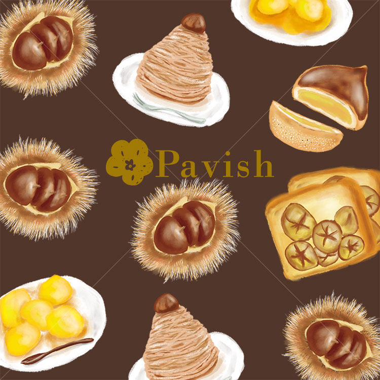 栗のデザート(ブラウン)【Pavish Pattern】