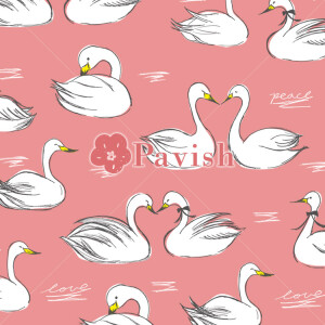 白鳥の恋人達のパターン(総柄)【Pavish Pattern】